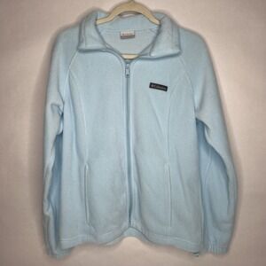Columbia Jacket Womens L Lt Blue‎ Full Zip Fleece Softshell Outdoor Pocket Cozy